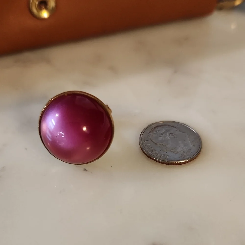 SWANK | Pink Moonstone Cufflinks | Goldtone Tie Bar/Money Clip